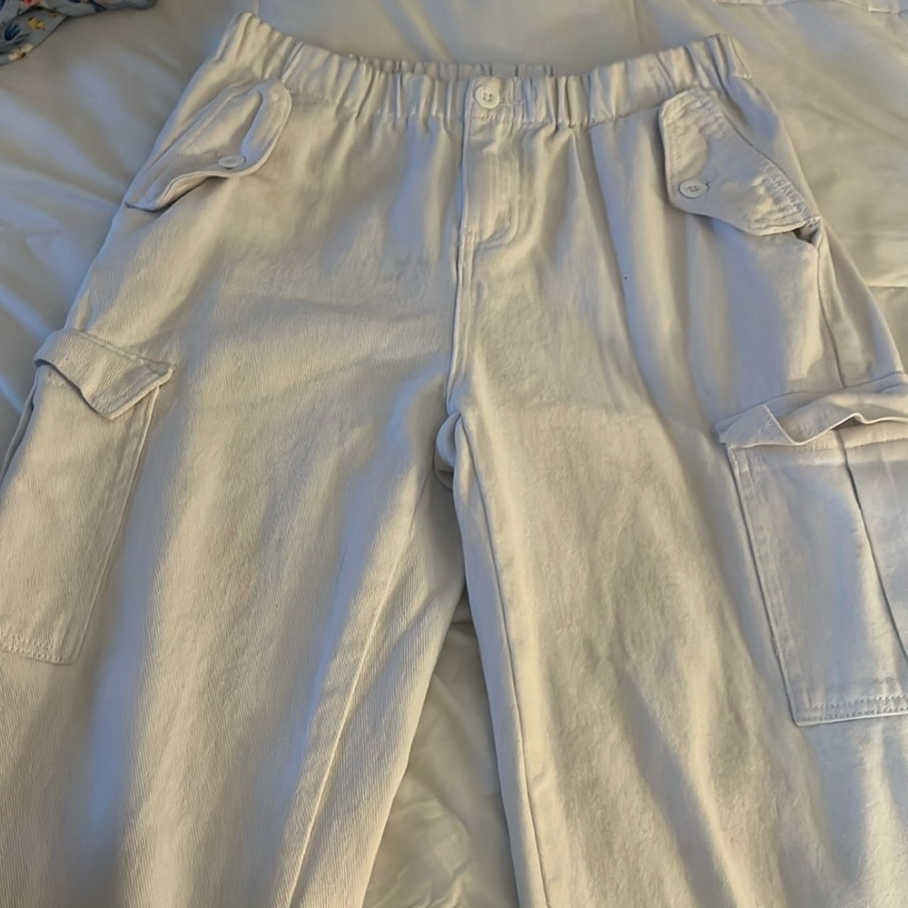 White Low Rise Cargo Pants